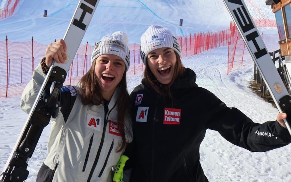 Doppelsieg für Österreich: Leonie Zegg (links) und Anna Schilcher an der Spitze des Klassements in St. Moritz. – Foto: ÖSV