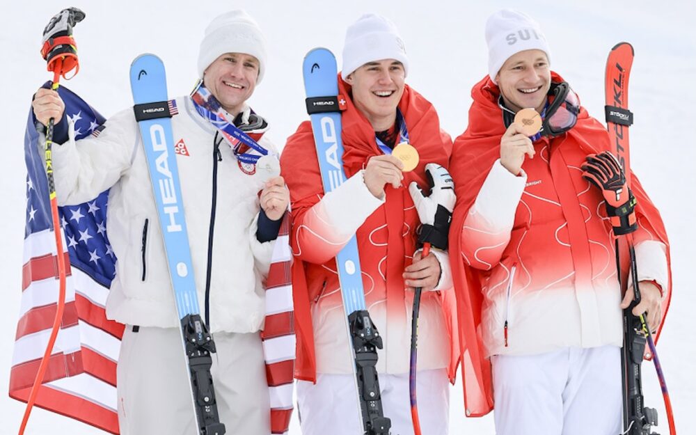 Ryan Cochran-Siegle, Franjo von Allmen und Marco Odermatt – Foto: GEPA pictures