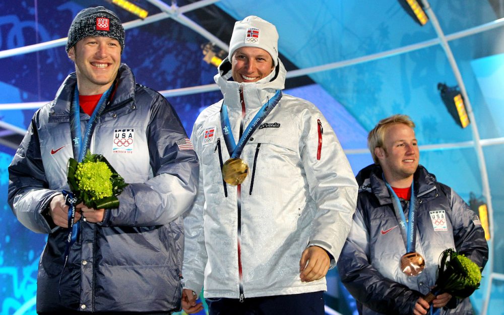 Bei Olympia in Vancouver gemeinsam auf dem Podest: Bode Miller (links), Andrew Weibrecht (rechts) und Aksel Lund Svindal. – Foto: GEPA pictures