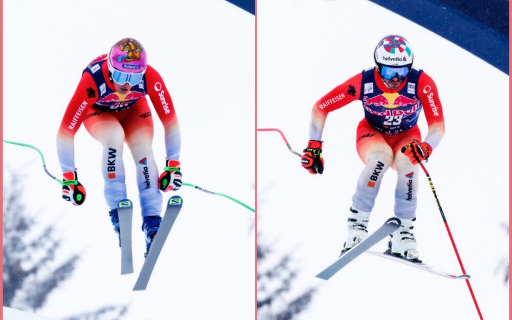 EC: Schweizer Doppel-Sieg und Dreifach-Triumph zum Saisonschluss Arnaud Boisset (links) und Gilles Roulin teilen sich den Sieg im letzten Europacup-Rennen des Winters. – Foto: GEPA pictures