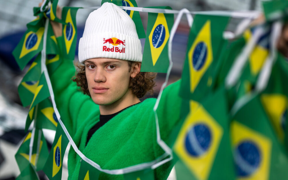 Lucas Pinheiro Braathen jubelt künftig für und mit Brasilien. – Foto: Jörg Mitter / Red Bull Content Pool