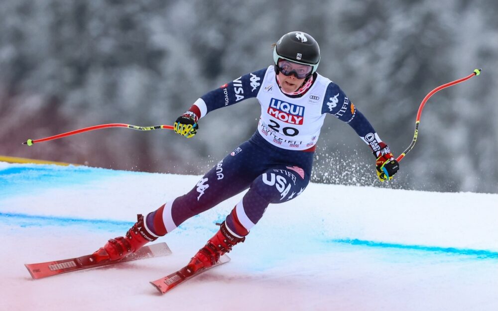 Weltmeisterin Johnson mit Bestzeit im Abschlusstraining Breezy Johnson. – Foto: GEPA pictures