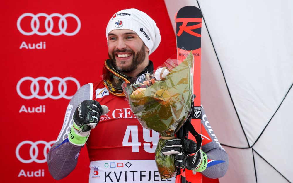 Brice Roger freut sich über den dritten Platz beim Super-G von Kvitfjell. Aktuell hat er weniger Grund zur Freud. – Foto: GEPA pictures