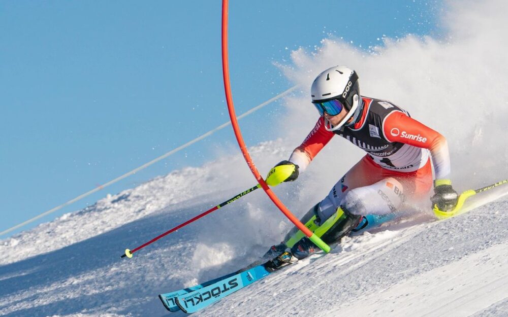 Michel Brügger bei den neuseeländischen Slalom-Meisterschaften am Coronet Peak. – Foto: zvg/Ross Mackay (Snow Sports NZ)