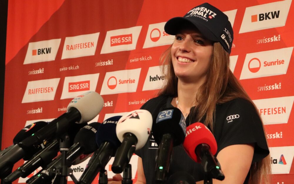 Die Lockerheit macht Camille Rast schnell – auch im Riesenslalom Camille Rast. – Foto: PEG