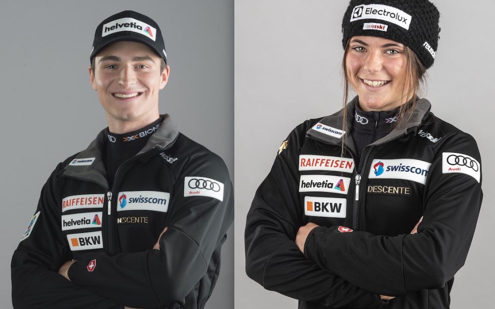 Yannick Chabloz und Delia Durrer gewinnen in Davos die U21-Titel in der Abfahrt. – Fotos: Swiss Ski