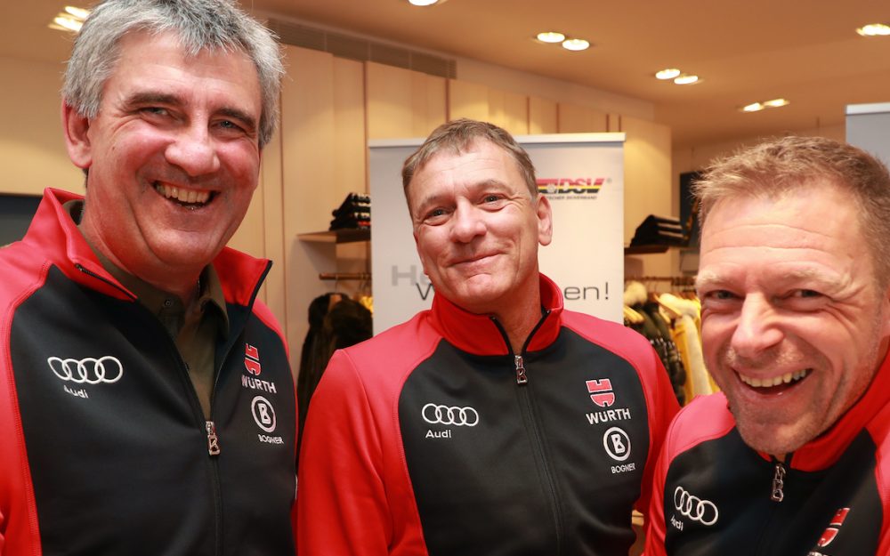 Christian Schwaiger (Bundestrainer Männer), Wolfgang Maier (Sportvorstand Ski Alpin) und Jürgen Graller (Bundestrainer Frauen) bilden die sportliche Führung des DSV im Alpin-Bereich. – Foto: GEPA pictures