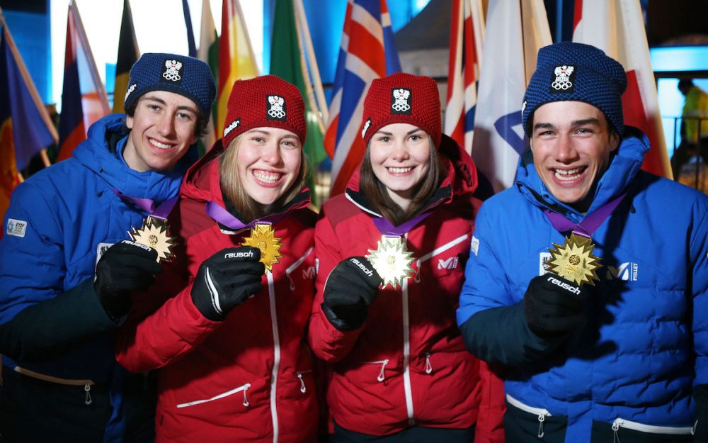 EYOF: Team-Gold für Österreich Das siegreiche ÖSV-Quartett. – Foto: zvg/ÖOC