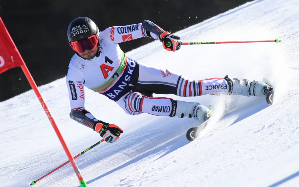 Mathieu Faivre, der Doppelweltmeister von Cortina d'Ampezzo, liegt in Bansko in Führung. – Foto: GEPA pictures