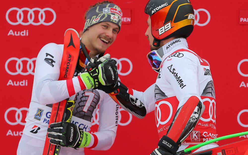 Hirschers interne Konkurrenz hat aufgerüstet Wer gratuliert künftig wem? Manuel Feller (links) und Marcel Hirscher. – Foto: GEPA pictures