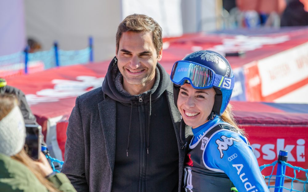 Rücktritt im italienischen Speed-Team der Frauen Ein Bild mit Roger Federer zum Abschluss der Karriere: Francesca Marsaglia tritt zurück. – Foto: GEPA pictures