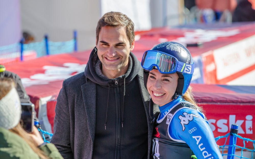 Ein Bild mit Roger Federer zum Abschluss der Karriere: Francesca Marsaglia tritt zurück. – Foto: GEPA pictures