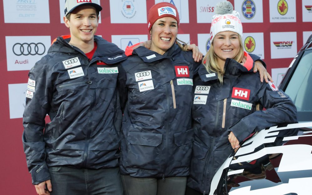 Erik Read, Marie-Michele Gagnon und Valerie Grenier freuen sich auf den Saisonstart. – Foto: GEPA pictures