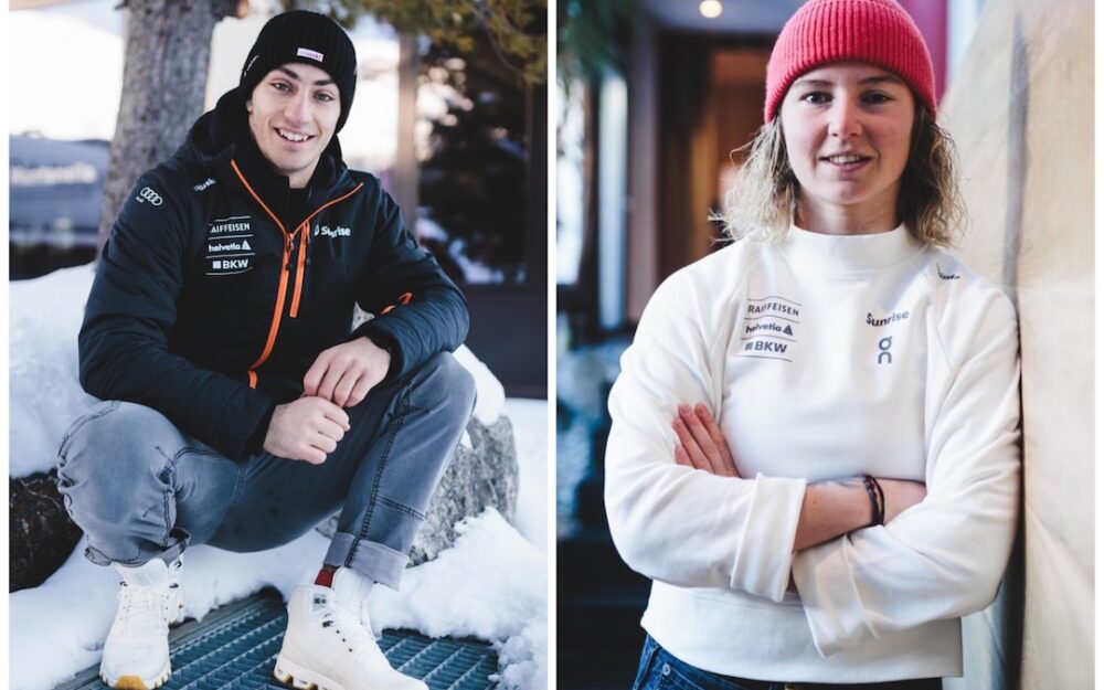 Gil Martin (links) und Sixtine Cousin gewinnen die Europacup-Rennen in St. Moritz. – Fotos: GEPA pictures