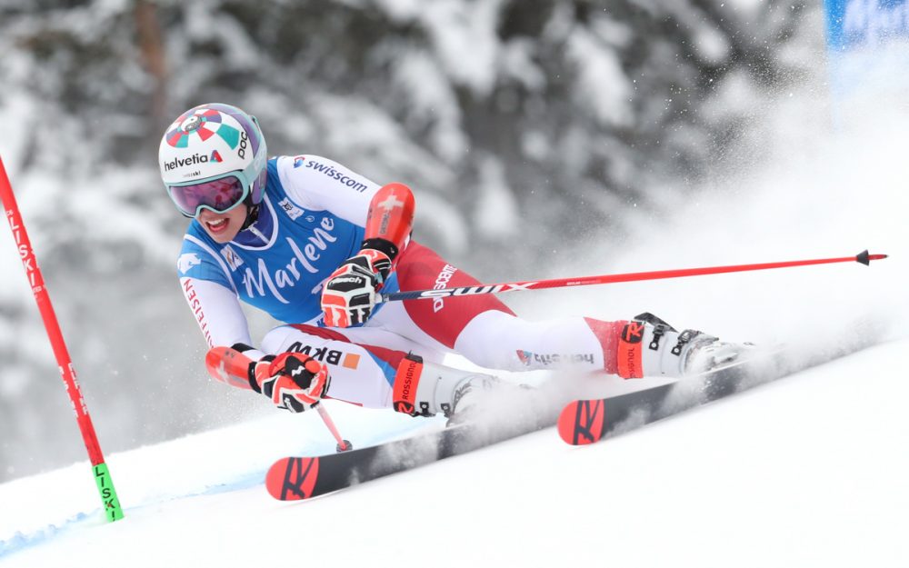 Michelle Gisin unterwegs zur Laufbestzeit. – Foto: GEPA pictures