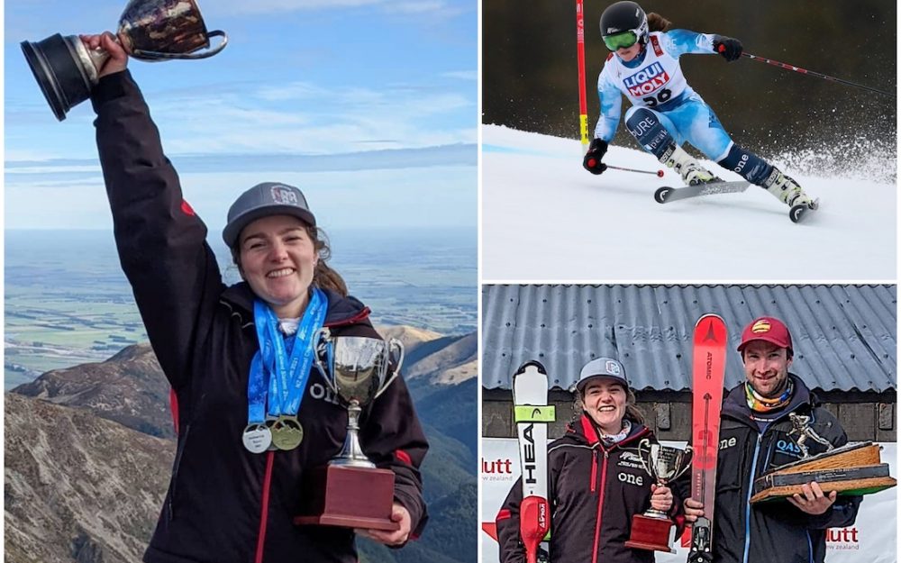 Eliza Grigg verabschiedet sich vom Skirennsport mit zwei weiteren Pokalen. – Foto: GEPA pictures