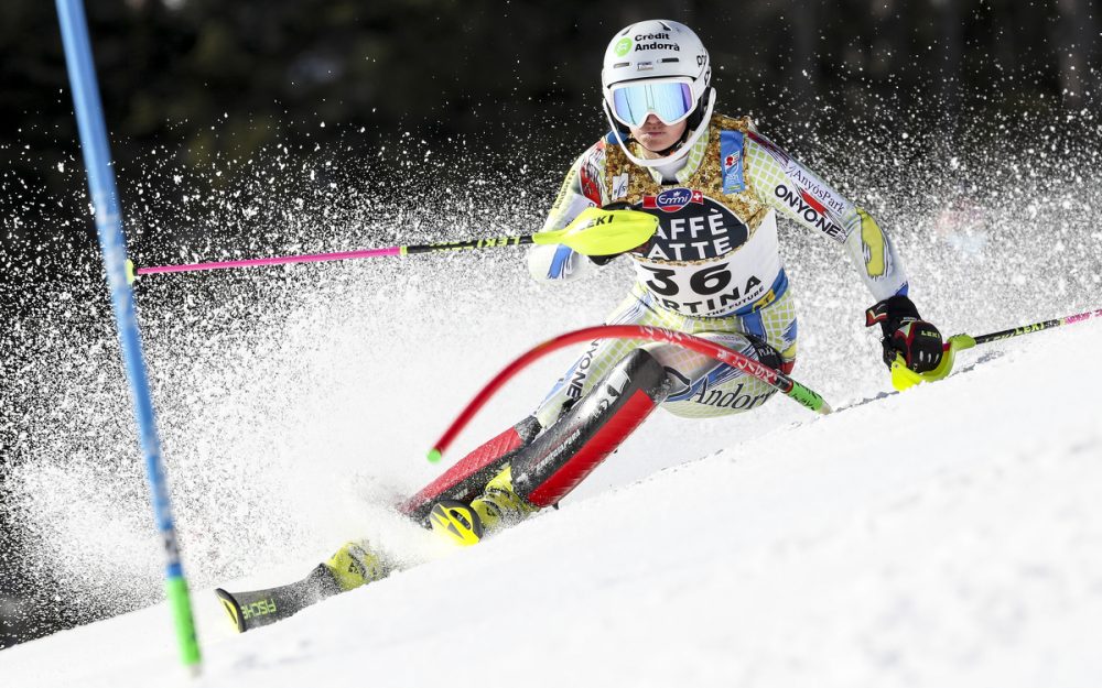 Der WM-Slalom war ihr letztes Rennen Ihr letzter Auftritt als Skirennfahrerin: Mireia Gutierrez beim WM-Slalom von Cortina d'Ampezzo. – Foto: GEPA pictures