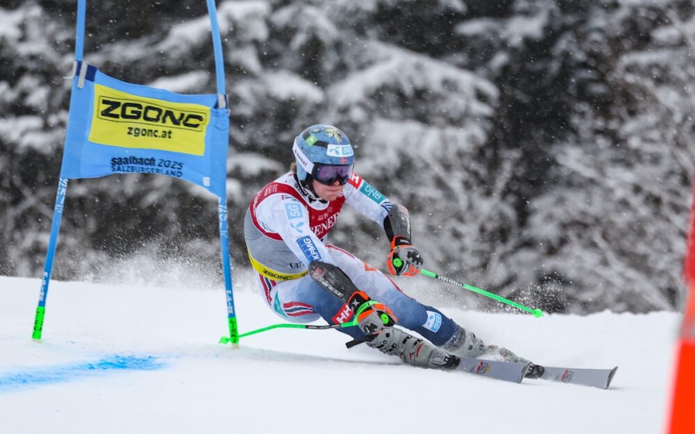 Ski-WM: Timon Haugan hält die Favoriten aus der Schweiz in Schach Timon Haugan liegt nach dem 1. Lauf des WM-Riesenslaloms in Führung. – Foto: GEPA pictures