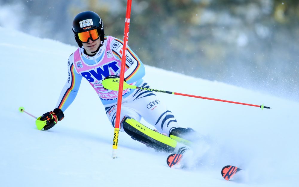 Fabian Himmelsbach – hier beim Slalom von Adelboden – gewinnt das Rennen in Vaujany. – Foto: GEPA pictures 