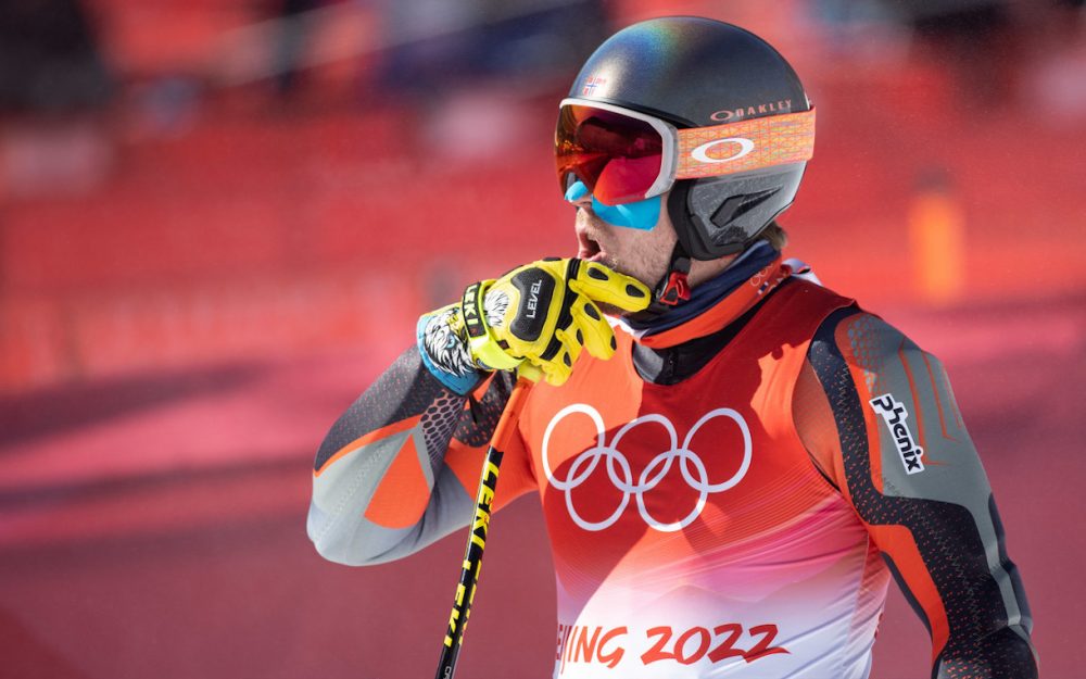 Aleksander Aamodt Kilde mit Bestzeit im Ziel. – Foto: GEPA pictures