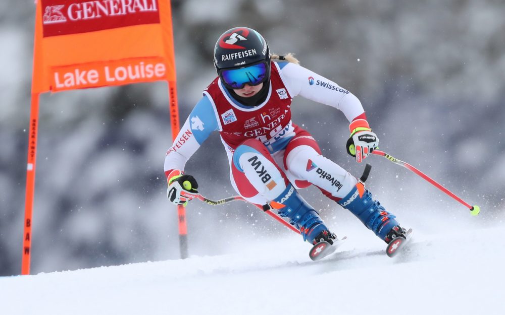 Absage – zweites Abfahrtstraining in Lake Louise gestrichen Heute (1. Dezember) keine zweite Trainingsfahrt für Noemie Kolly und ihre Kolleginnen. – Foto: GEPA pictures