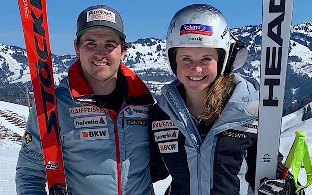 Corinne Suter und Urs Kryenbühel gewinnen die Abfahrtstitel 2019. – Foto:zvg / Swiss Ski / Zoe Chastan