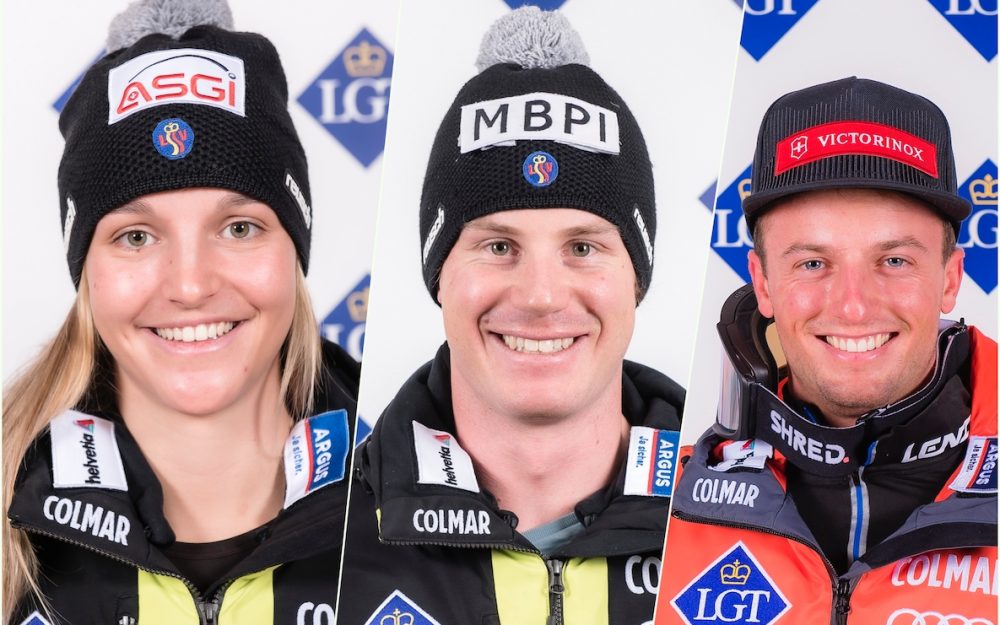 Charlotte Lingg, Marco Pfiffner und Ian Gut vertreten Liechtenstein an den Ski-WM in Cortina d'Ampezzo. – Fotos: zvg LSV