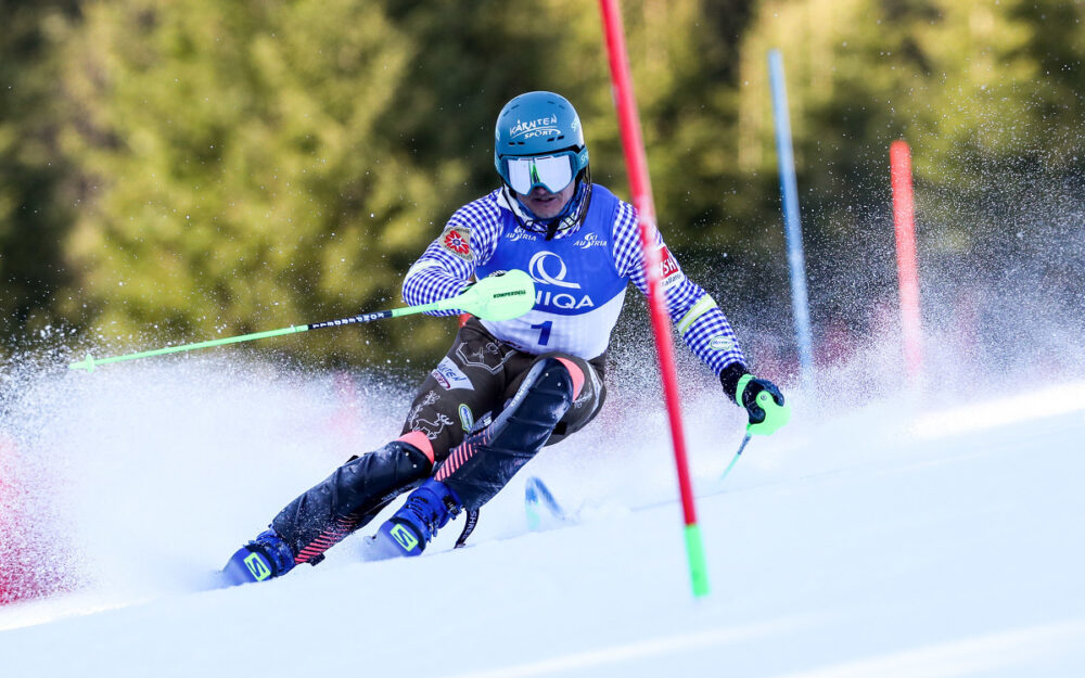 Neu-Ungare Richard Leitgeb gewinnt in Cerro Catedral Richard Leitgeb bestritt 2018 die Rennen in einem "Lederhosen-Rennanzug" – mittlerweile startet er für Ungarn. – Foto: GEPA pictures
