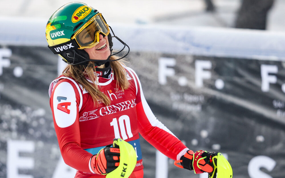 Katharina Liensberger hat in sämtlichen drei bisherigen Weltcup-Rennen gepunktet. – Foto: GEPA pictures