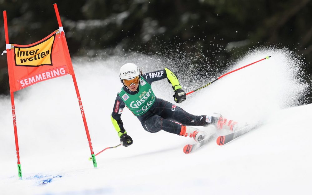 Zrinka Ljutic (hier beim Weltcup-Rennen am Semmering) gewinnt in Krvavec den Europacup-Riesenslalom. - Foto: GEPA pictures