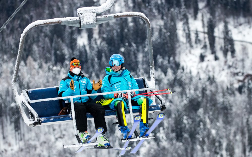 Fahren sie nach einem Winter schon wieder getrennt Lift? Livio Magoni (links) und Meta Hrovat. – Foto: GEPA pictures
