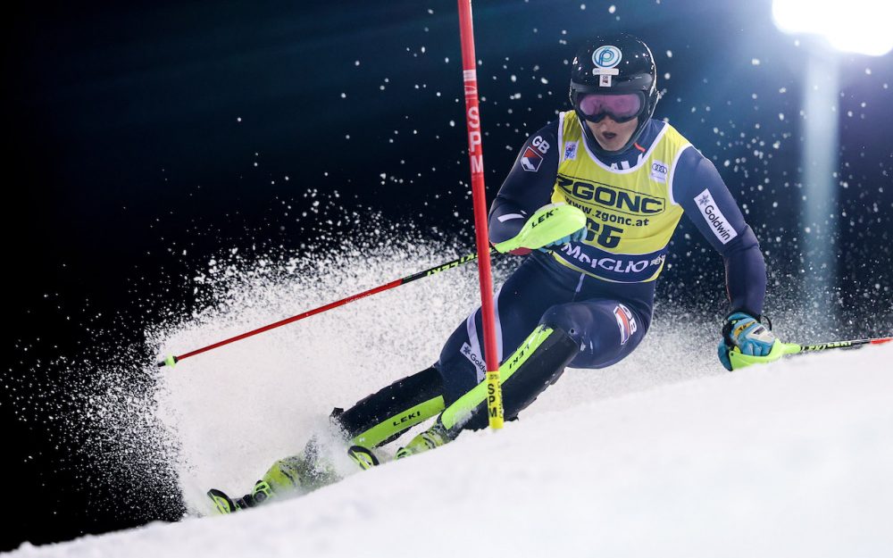 Billy Major, hier beim Weltcup-Slalom von Madonna di Campiglio, gewinnt in Val Cenis sein erstes Europacup-Rennen. – Foto: GEPA pictures