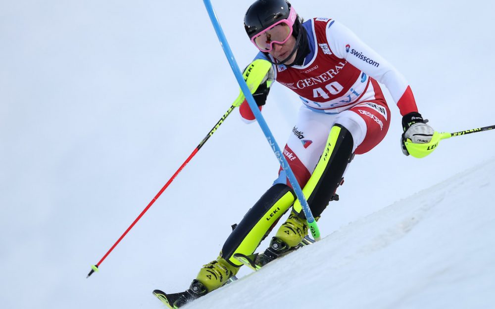 Tanguy Nef wird beim EC-Slalom von Levi Vierter. – Foto: GEPA pictures