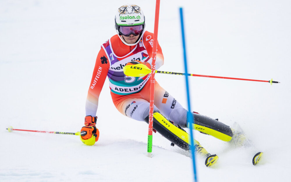 Noel von Grünigen – hier beim Weltcup-Slalom von Adelboden im Januar 2023 – musste sich am Coronet Peak nur Laurie Taylor geschlagen geben. - Foto: GEPA pictures