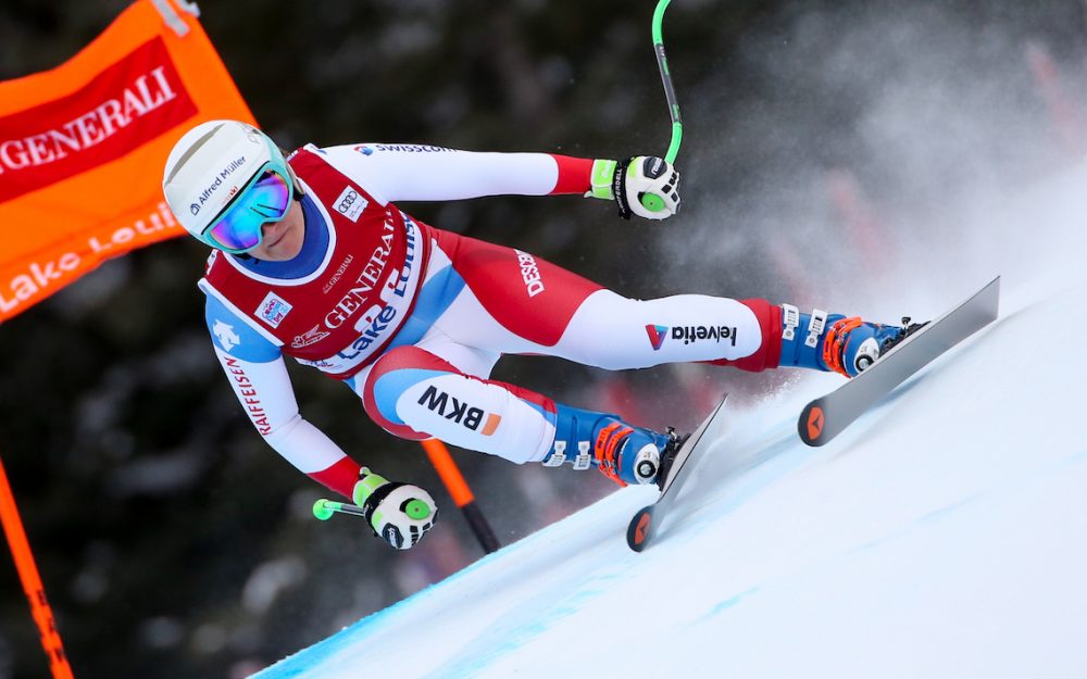 Priska Nufer: „Ich kämpfe weiter“ Priska Nufer anlässlich der Abfahrt in Lake Louise. – Foto: GEPA pictures
