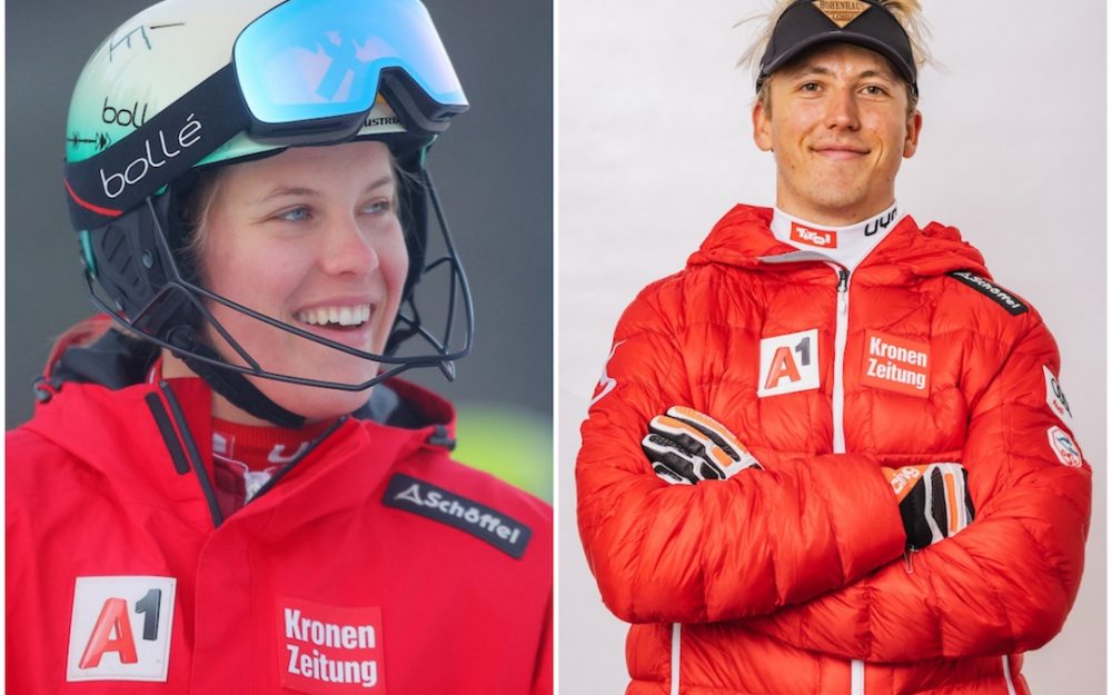 Die Super-G-Titel gehen an Julian Schütter und Magdalena Egger Magdalena Egger und Julian Schütter. – Foto: GEPA pictures