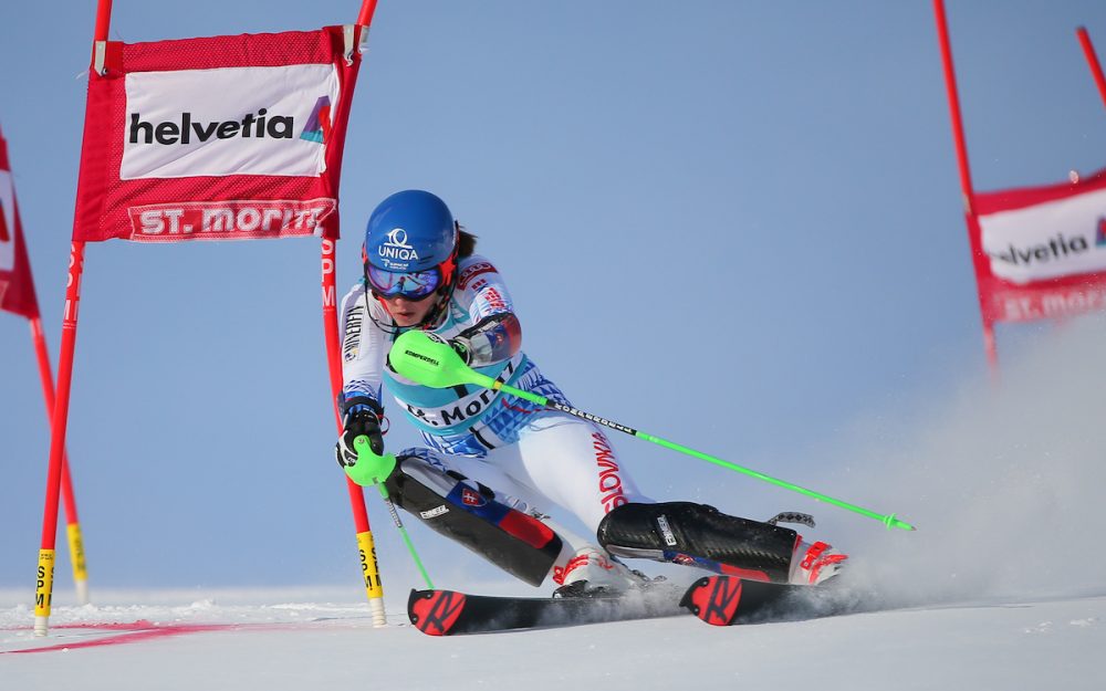 Petra Vlhova wird der Rolle als Favoritin gerecht Petra Vlhova war die Quali-Schnellste in St. Moritz. – Foto : GEPA pictures