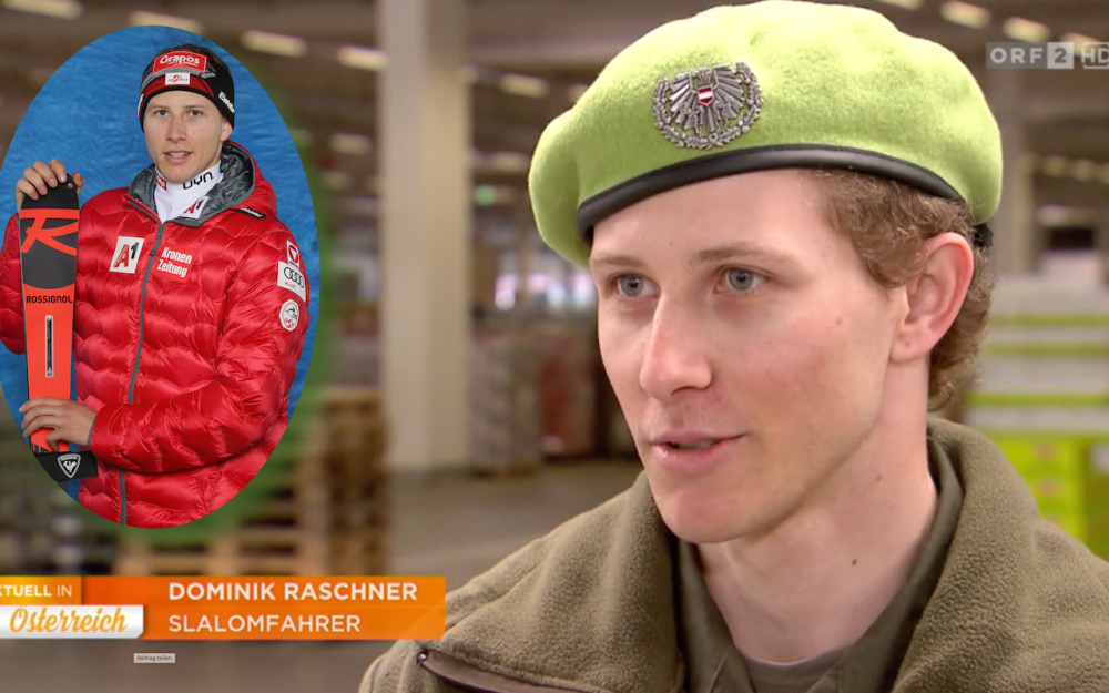 Dominik Raschner (hier beim Interview mit dem ORF) leistet im Verteilzenturm Rietz seinen Dienst. – Foto: Screenshot / GEPA pictures