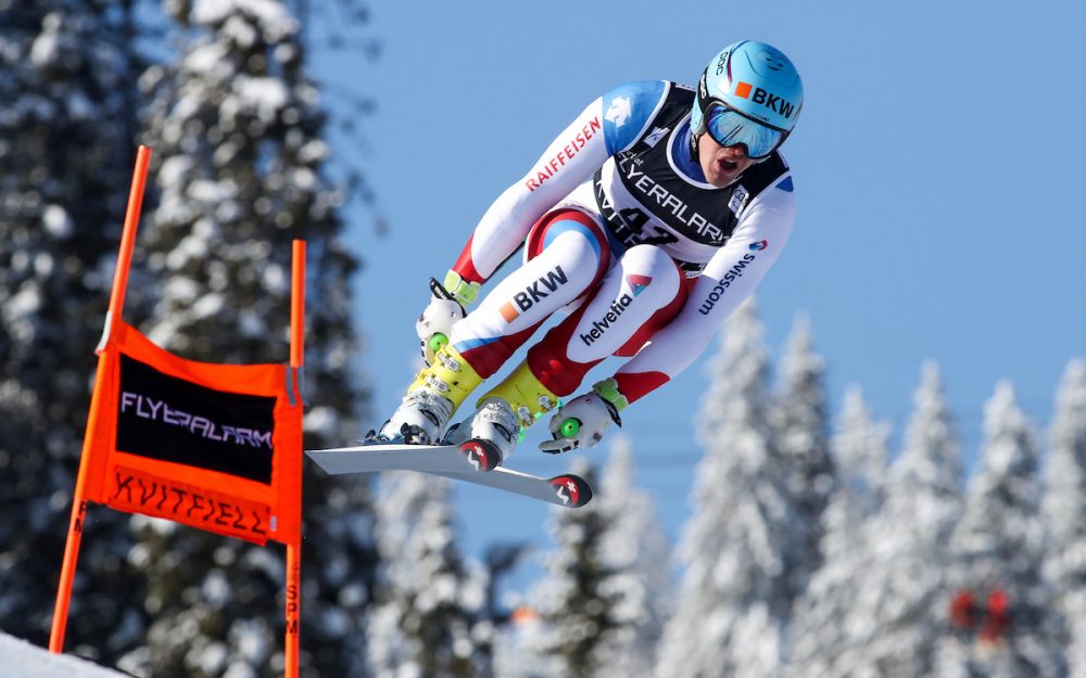 Stefan Rogentin konnte den zweiten Europacup-Super-G von St. Moritz für sich entscheiden. – Foto. GEPA pictures