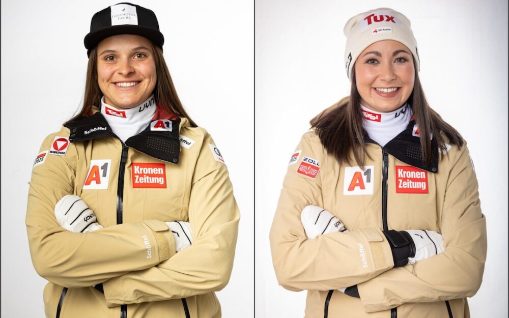 Emily Schöpf (links) und Lena Wechner bestreiten – wenn gefahren werden kann – in Zermatt/Cervinia ihre ersten Weltcup-Rennen. – Fotos: GEPA pictures