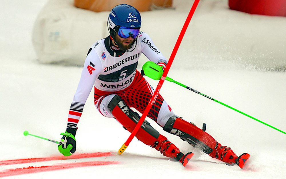 Marco Schwarz gewinnt die Lauberhorn-Kombination mit „geliehenem“ Ski Slalom-Spezialist Marco Schwarz legte den Grundstein zum Lauberhorn-Sieg im Slalom. – Fotos: rk-photography