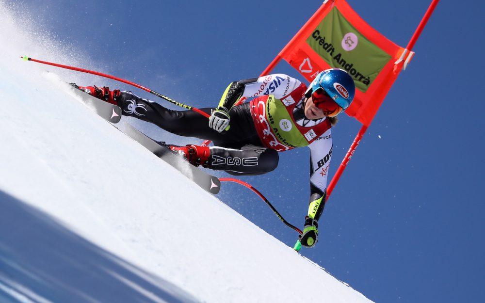 Mikaela Shiffrin unterwegs zur kleinen Kristallkugel im Super-G. – Foto: GEPA pictures