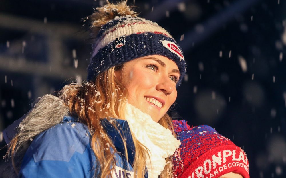 Mikaela Shiffrin allein auf weiter Flur Viel Grund zum Lächeln auch in Kronplatz: Mikaela Shiffrin führt nach dem 1. Lauf des Riesenslaloms. – Foto: GEPA pictures