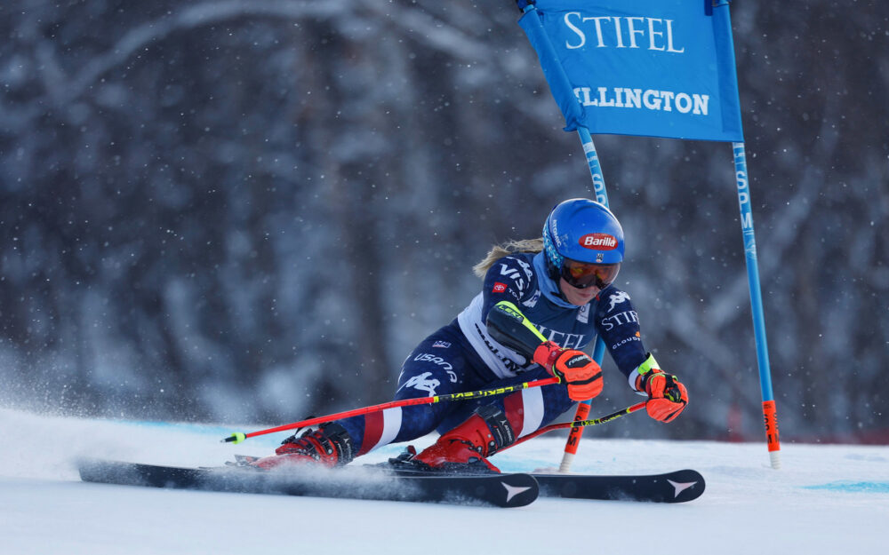 „Mission 100“ ist im Gang – Mikaela Shiffrin liegt in Führung Mikaela Shiffrin führt nach dem 1. Lauf. – Foto: GEPA pictures