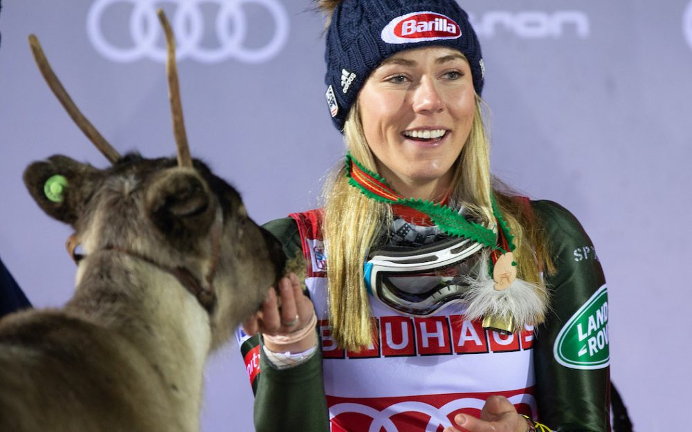 Shiffrins neustes Rentier trägt einen berühmten Namen Mikaela Shiffrin hat für ihr neustes Rentier einen berühmten Namen ausgesucht. – Foto: GEPA pictures