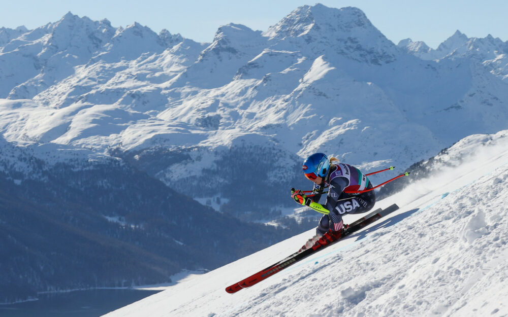 Mikaela Shiffrin wiederholt in St. Moritz ihren Erfolg von 2018 Mikaela Shiffrin auf ihrer Fahrt zum Sieg in St. Moritz. – Foto: GEPA pictures