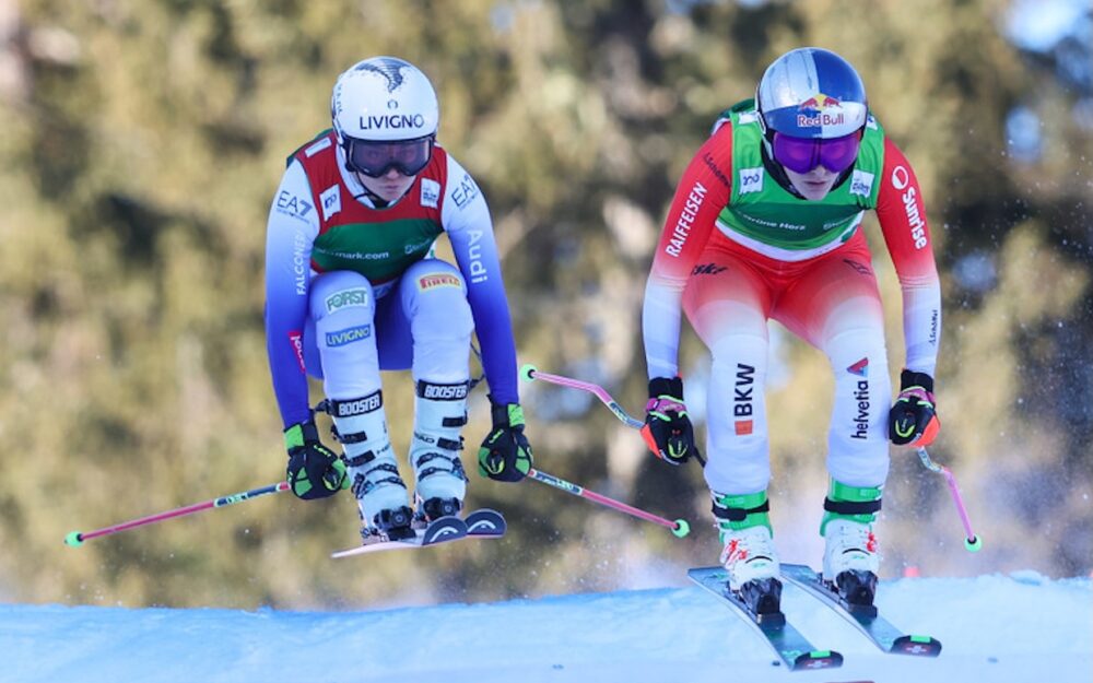 Skicross: 81. Podestplatz für Fanny Smith – nur Jole Galli war schneller Fanny Smith (links) musste sich am Samstag nur Jole Galli (links) geschlagen geben. – Foto: GEPA pictures