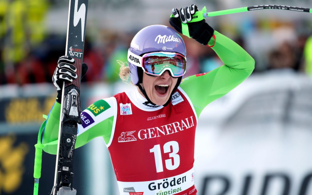 Der Schrei der Erlösung. Ilka Stuhec ist wieder da und gewinnt die Weltcup-Abfahrt von Val Gardena. – Foto: GEPA pictures