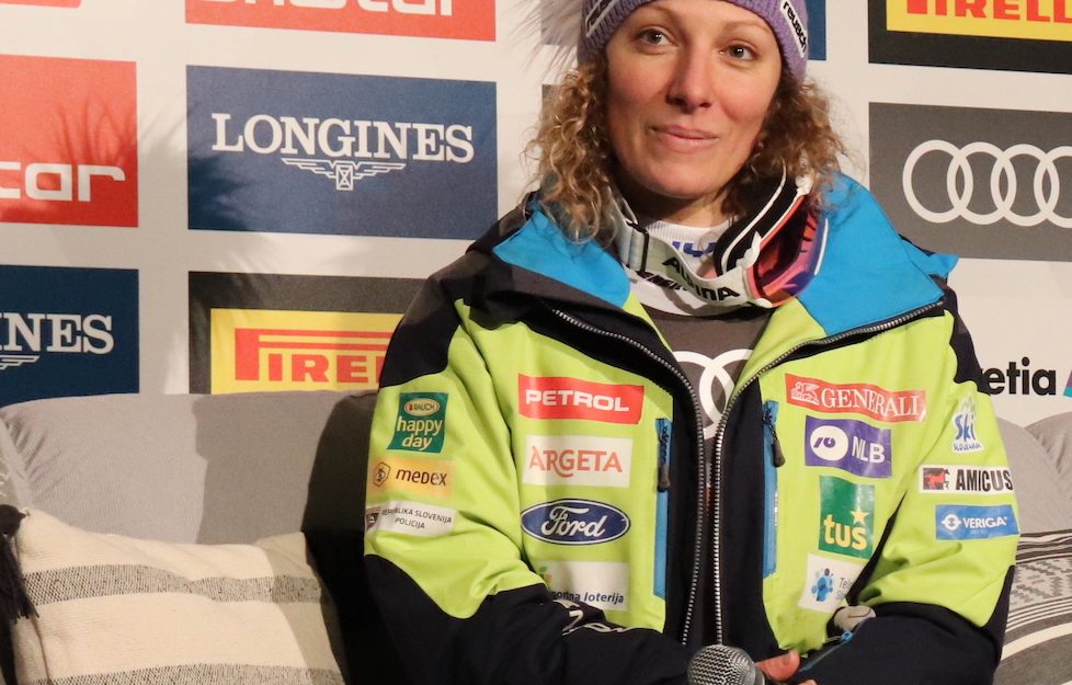 Ilka Stuhec, hier anlässlich einer Pressekonferenz in Are, hatte Glück im Unglück. – Fotos: peg