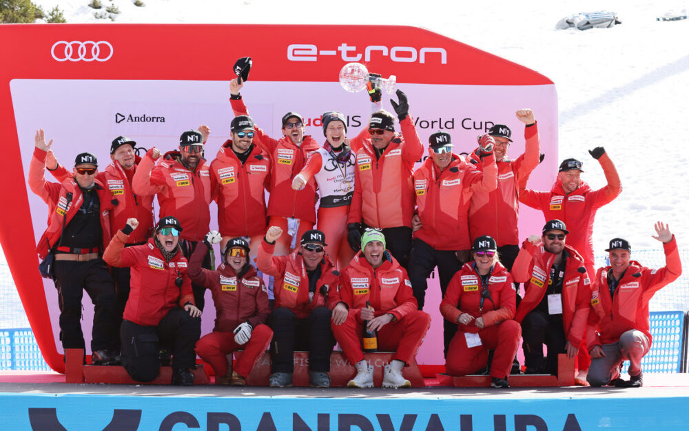 108 Athletinnen und Athleten in den Kadern von Swiss Ski Für Jubelbilder wollen die Athletinnen, Athleten und die Betreuer von Swiss Ski auch 2023/24 sorgen. – Foto: GEPA pictures